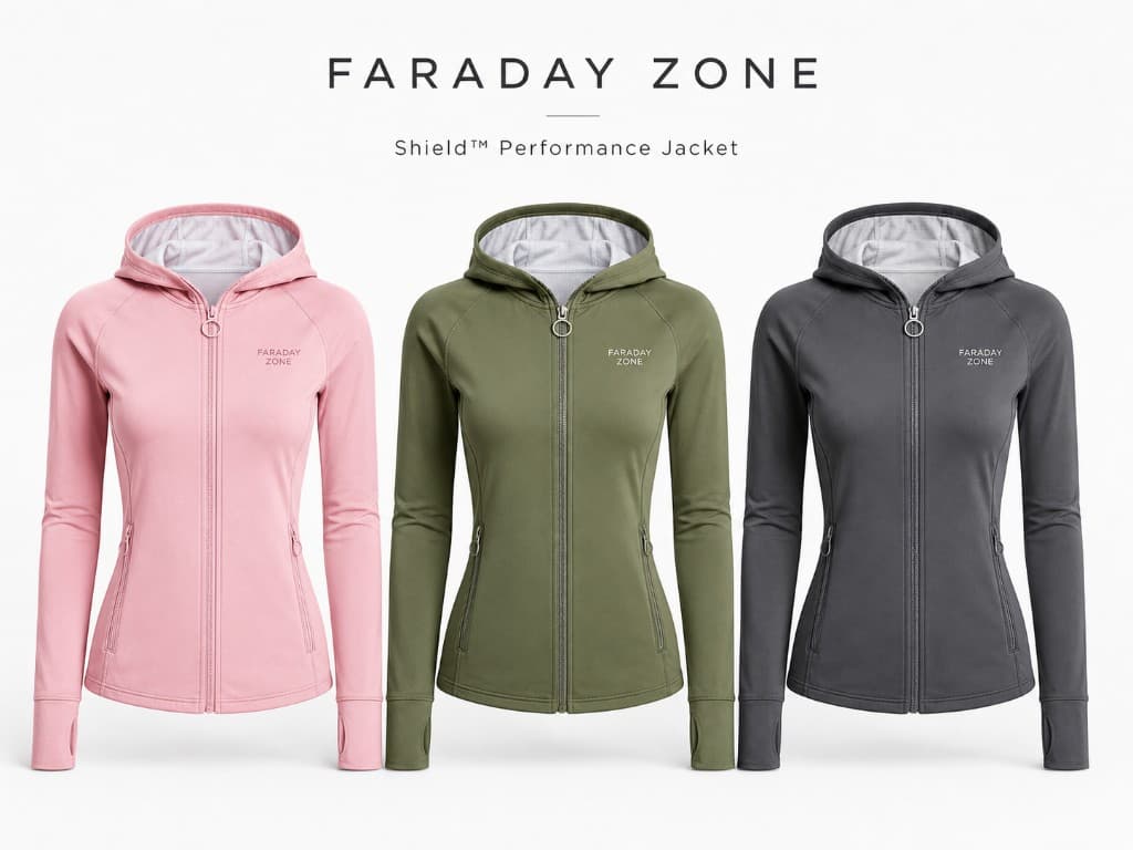 Women’s Faraday Hoodie Jacket in blush, olive, and charcoal
